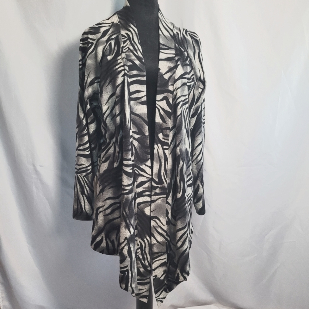 Lane Bryant Animal Print Open Drape Front Zebra Print Cardigan Size 18/20W